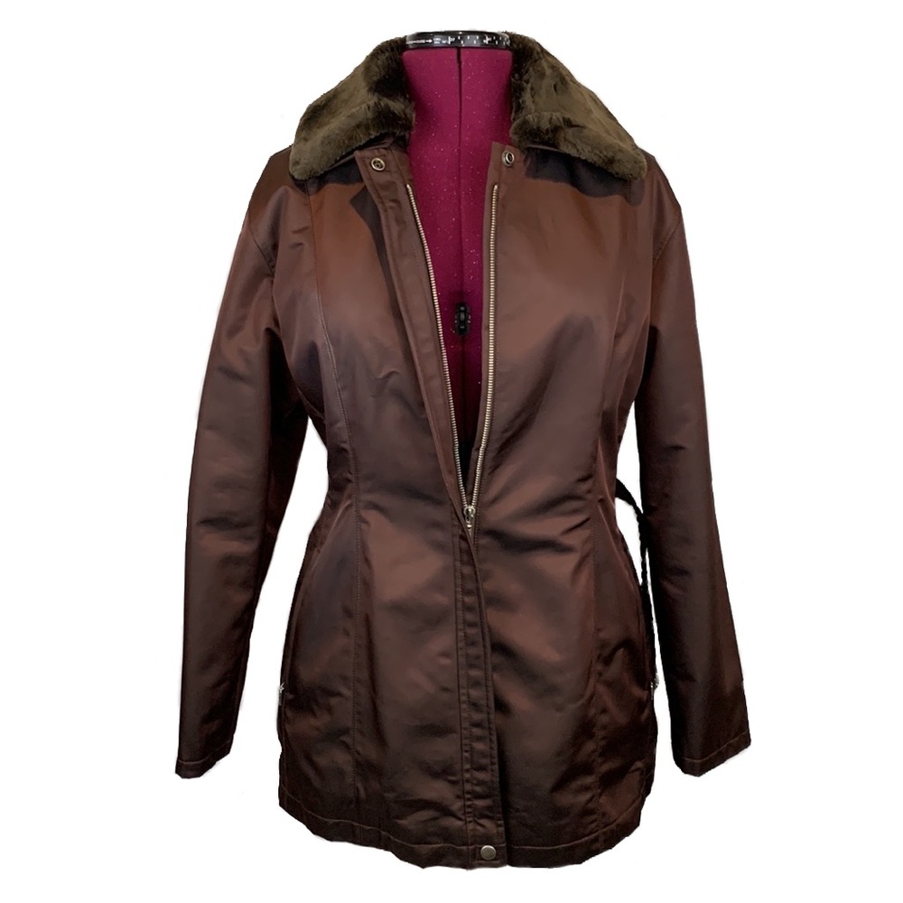 Sanyo New York Vintage Faux Fur Detachable Collar Coat Women's Size L - Picture 2 of 14